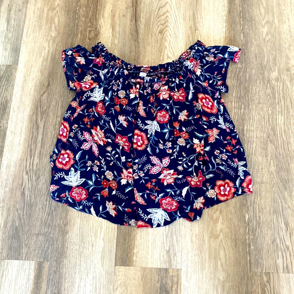 Old navy size large peasant blouse blue floral
